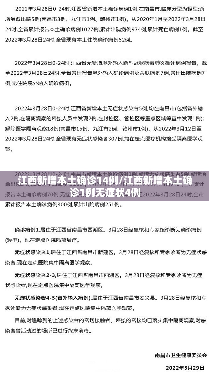 江西新增本土确诊14例/江西新增本土确诊1例无症状4例 江西新增本土确诊14例/江西新增本土确诊1例无症状4例