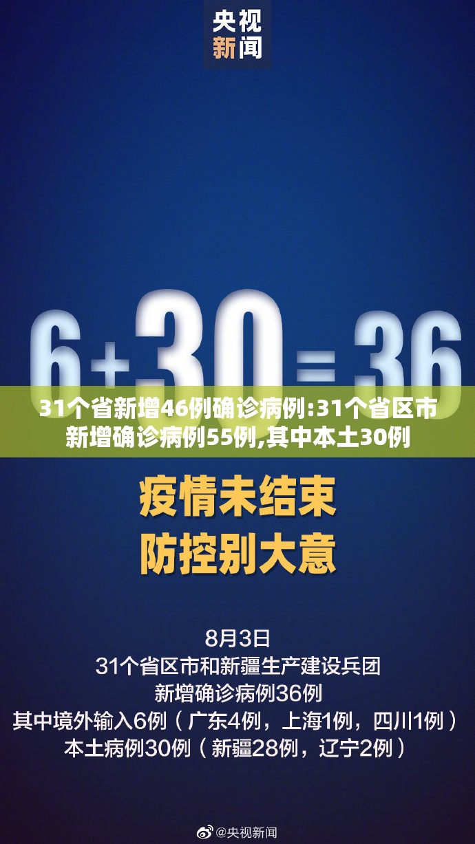 31个省新增46例确诊病例:31个省区市新增确诊病例55例,其中本土30例
