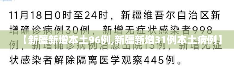 【新疆新增本土96例,新疆新增31例本土病例】 【新疆新增本土96例,新疆新增31例本土病例】