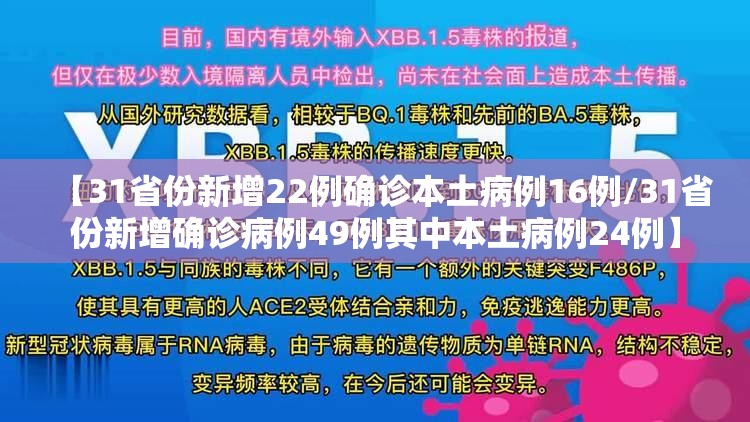 【31省份新增22例确诊本土病例16例/31省份新增确诊病例49例其中本土病例24例】