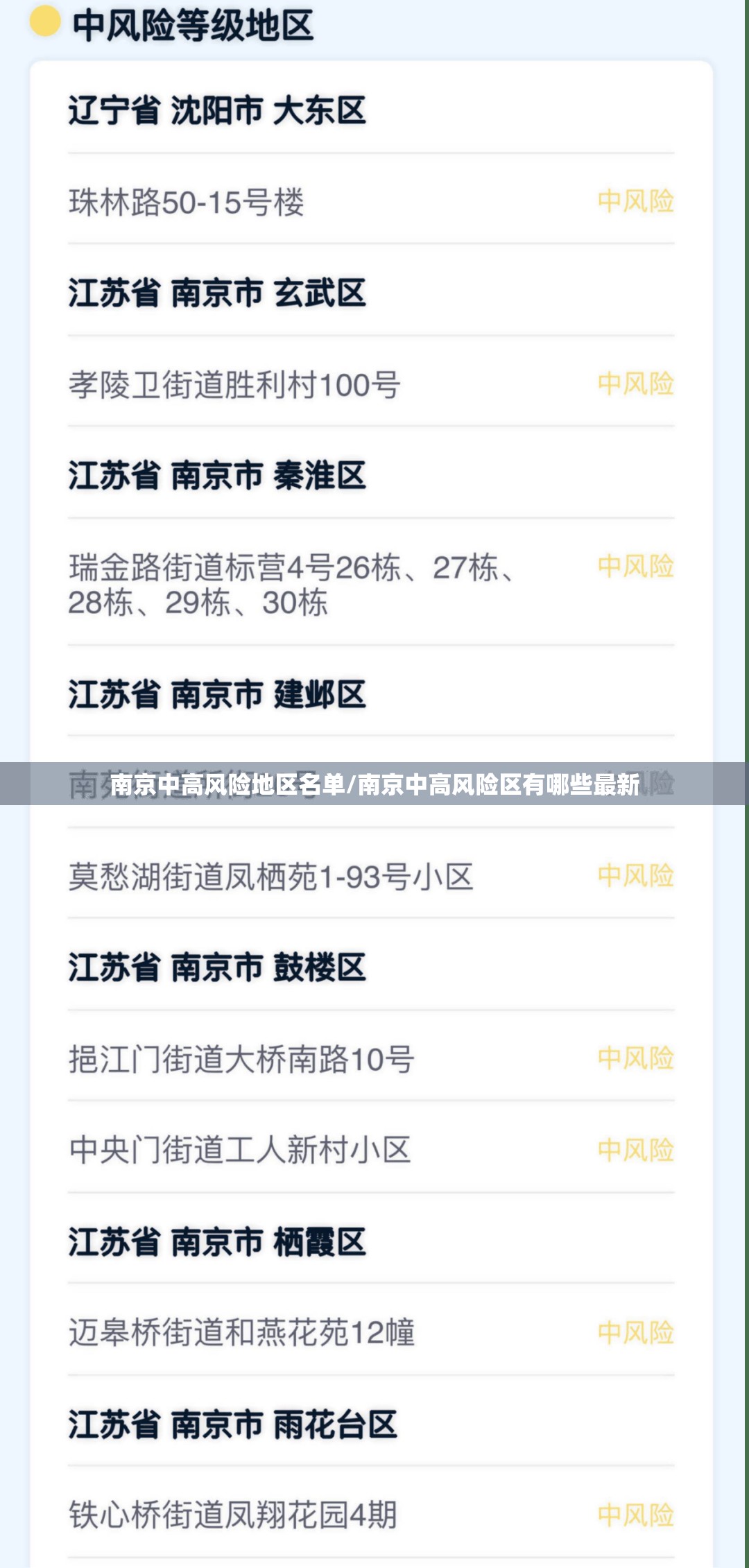 南京中高风险地区名单/南京中高风险区有哪些最新 南京中高风险地区名单/南京中高风险区有哪些最新