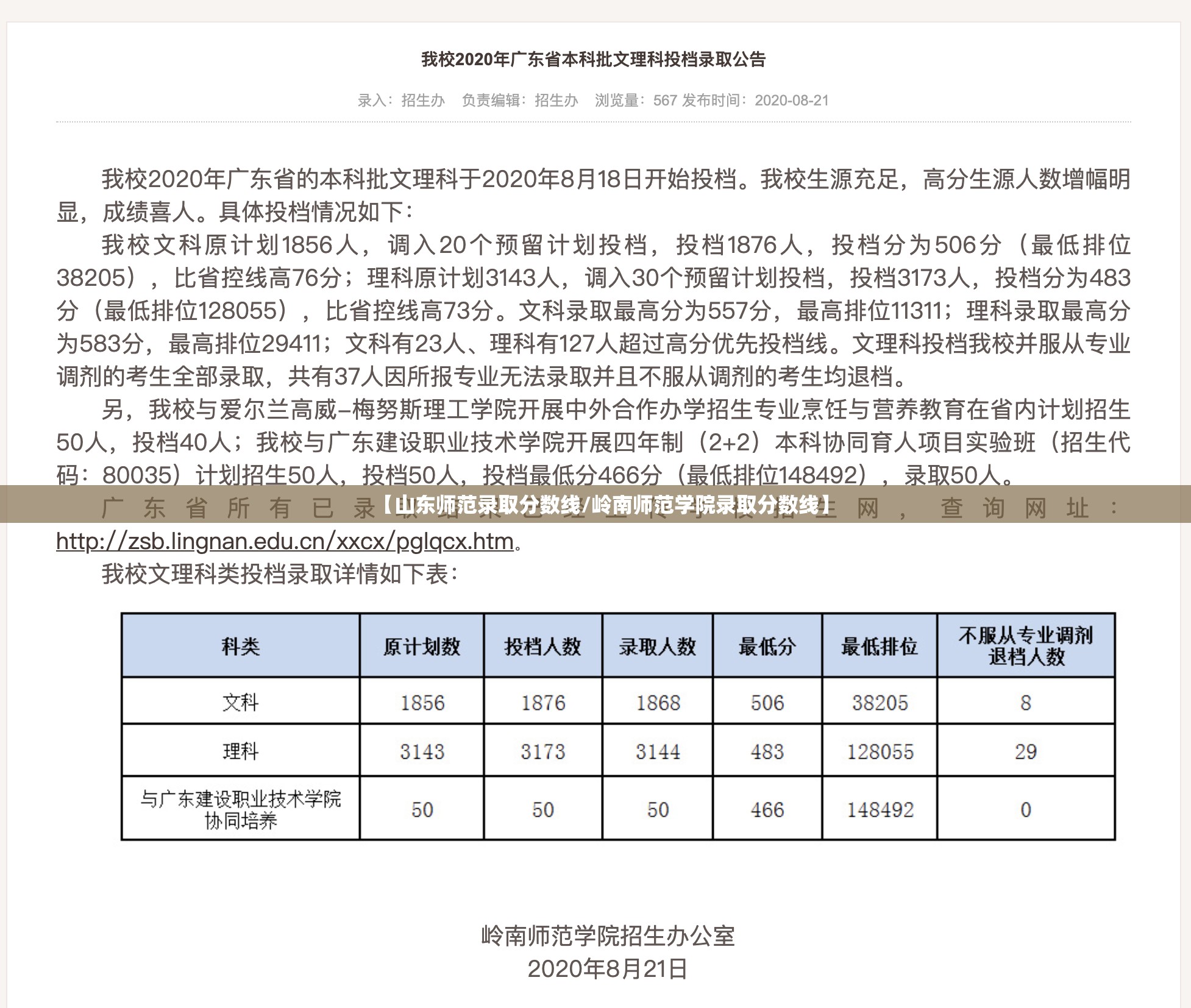 【山东师范录取分数线/岭南师范学院录取分数线】
