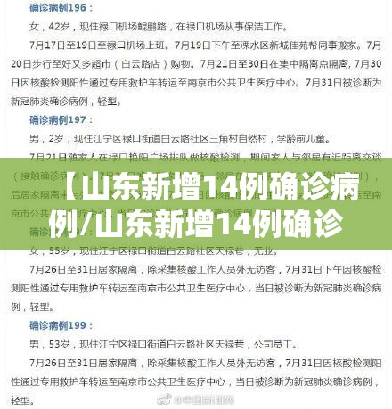 【山东新增14例确诊病例/山东新增14例确诊病例在哪里】 【山东新增14例确诊病例/山东新增14例确诊病例在哪里】