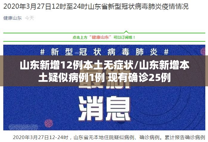 山东新增12例本土无症状/山东新增本土疑似病例1例 现有确诊25例 山东新增12例本土无症状/山东新增本土疑似病例1例 现有确诊25例