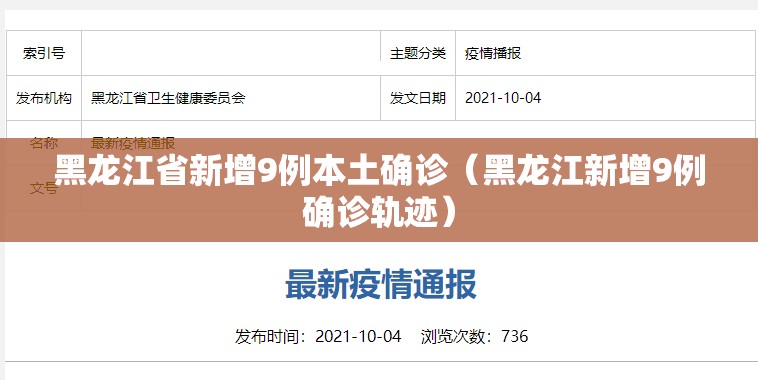 黑龙江省新增9例本土确诊（黑龙江新增9例确诊轨迹）