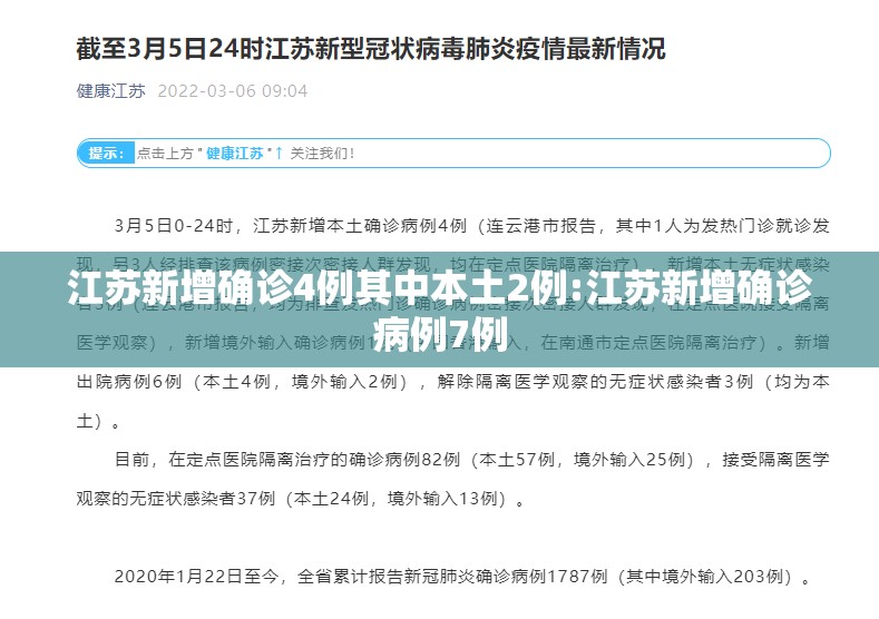 江苏新增确诊4例其中本土2例:江苏新增确诊病例7例 江苏新增确诊4例其中本土2例:江苏新增确诊病例7例
