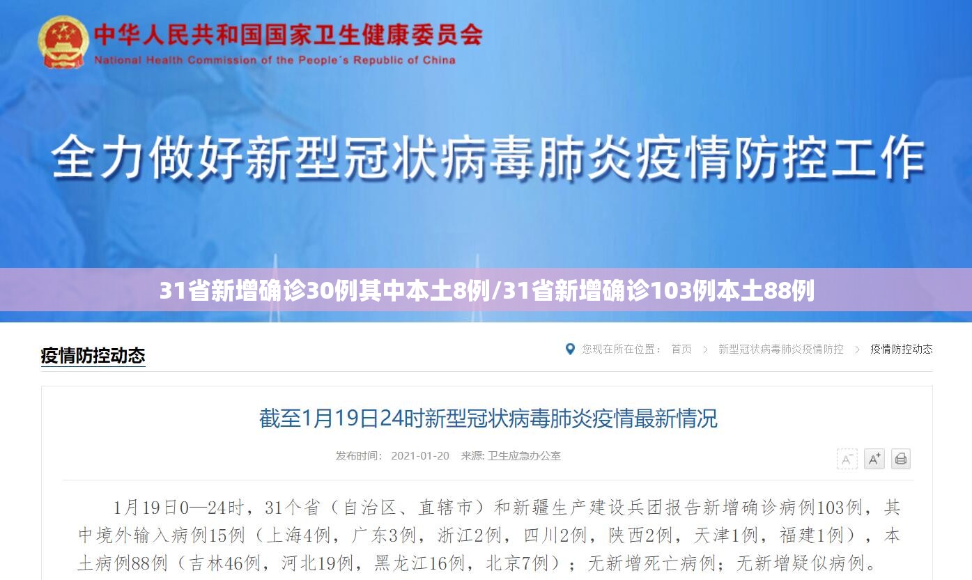 31省新增确诊30例其中本土8例/31省新增确诊103例本土88例