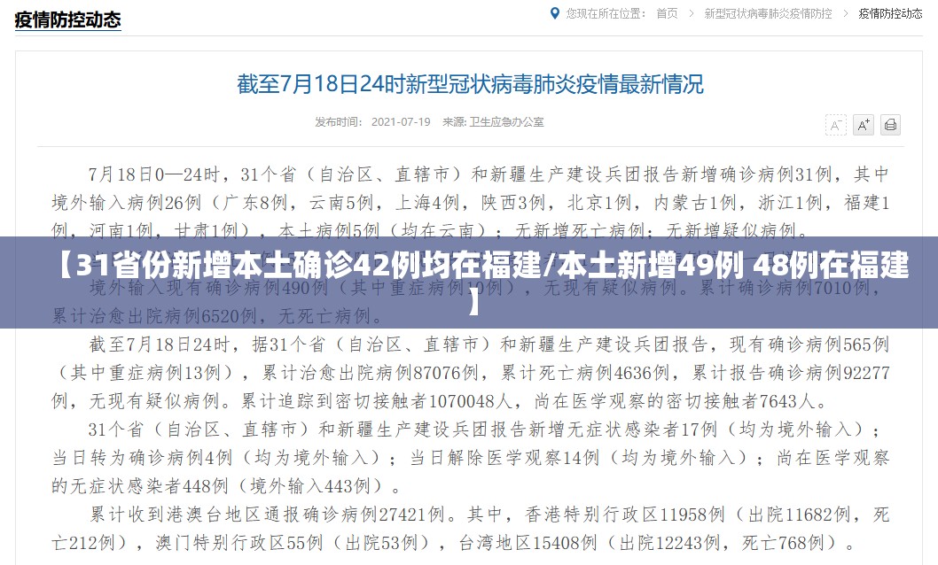 【31省份新增本土确诊42例均在福建/本土新增49例 48例在福建】 【31省份新增本土确诊42例均在福建/本土新增49例 48例在福建】
