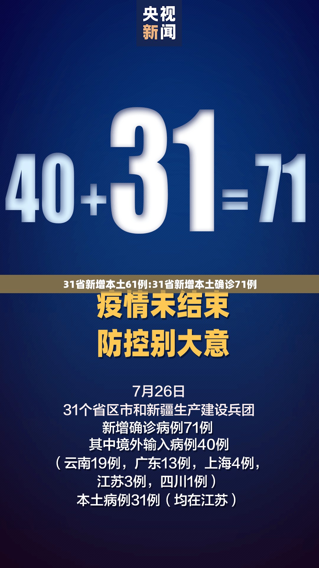 31省新增本土61例:31省新增本土确诊71例 31省新增本土61例:31省新增本土确诊71例