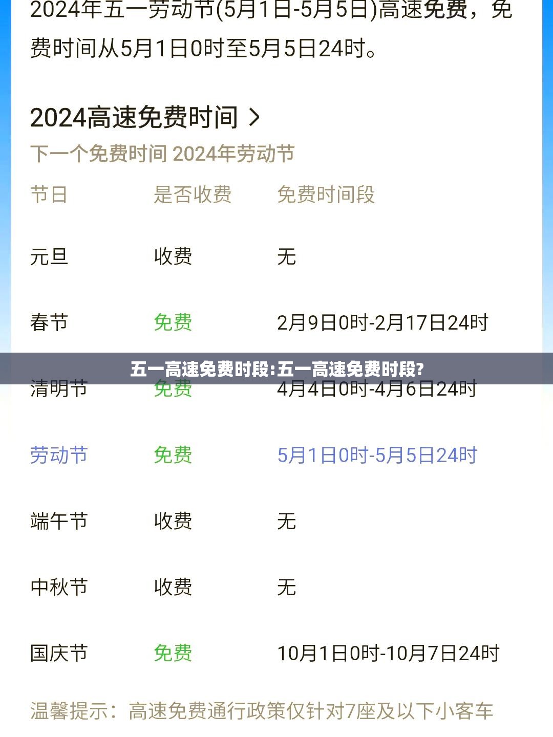 五一高速免费时段:五一高速免费时段?