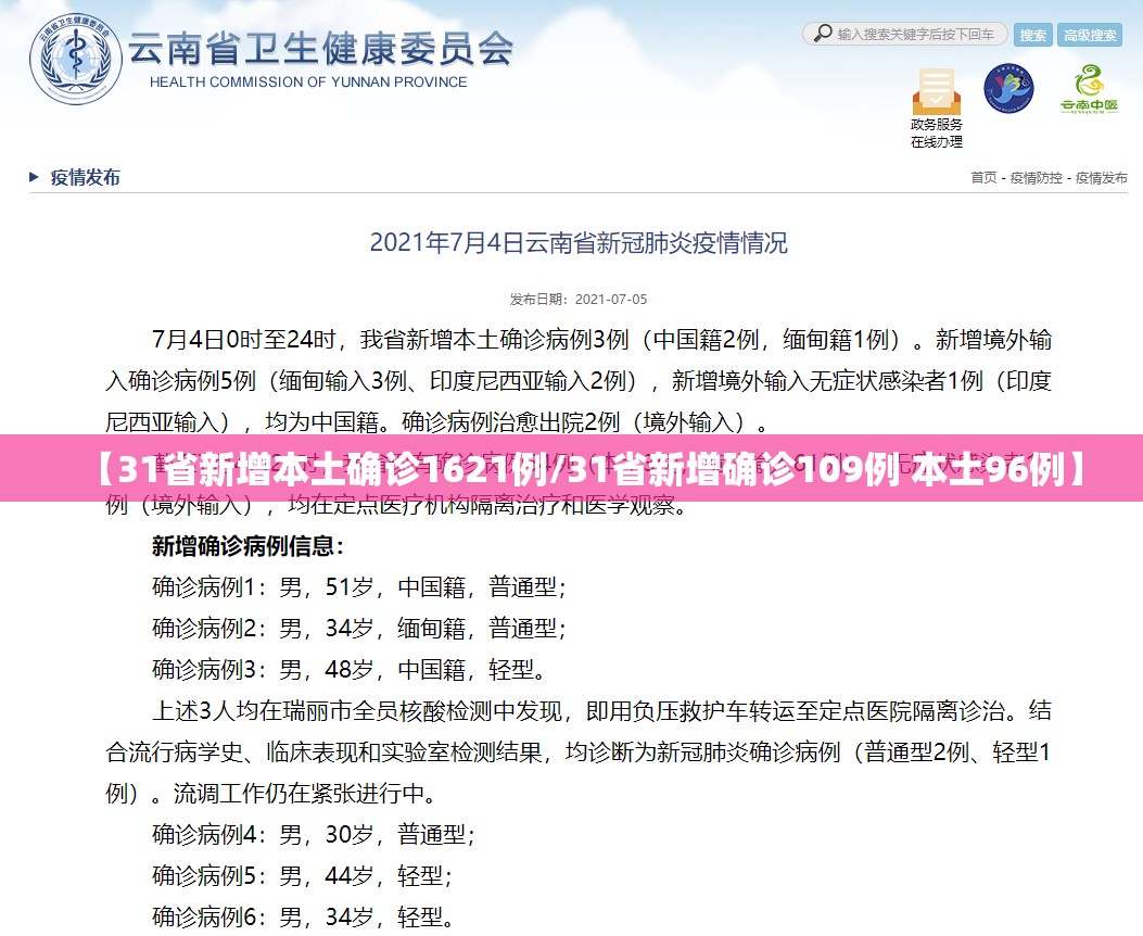 【31省新增本土确诊1621例/31省新增确诊109例 本土96例】