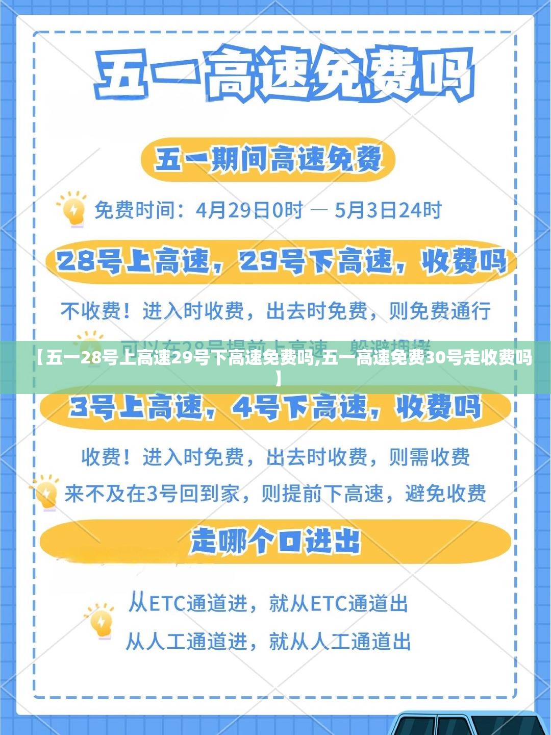 【五一28号上高速29号下高速免费吗,五一高速免费30号走收费吗】