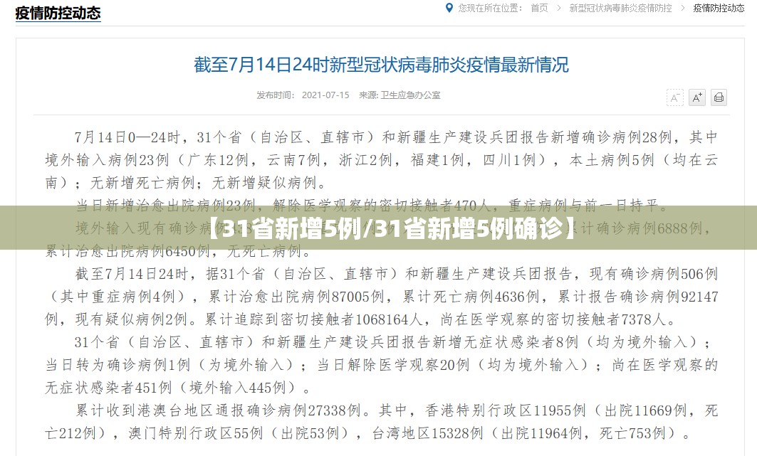 【31省新增5例/31省新增5例确诊】