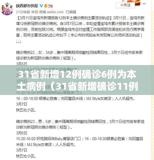 31省新增12例确诊6例为本土病例（31省新增确诊11例 其中本土2例）