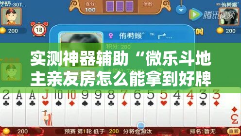 实测神器辅助“微乐斗地主亲友房怎么能拿到好牌呢	”详细开挂教程
