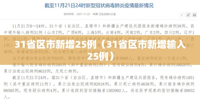31省区市新增25例（31省区市新增输入25例）