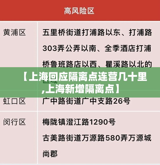 【上海回应隔离点连营几十里,上海新增隔离点】