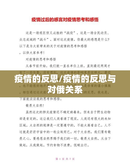 疫情的反思/疫情的反思与对俄关系