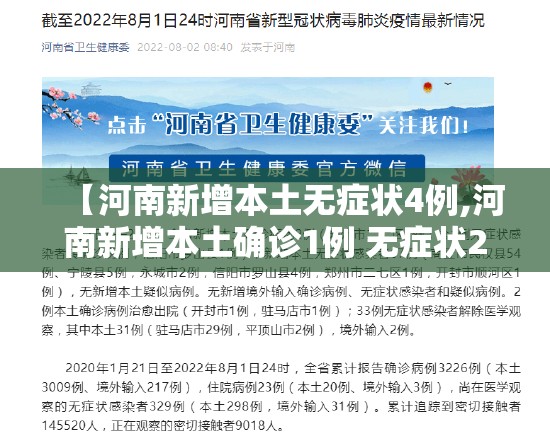 【河南新增本土无症状4例,河南新增本土确诊1例 无症状28例】