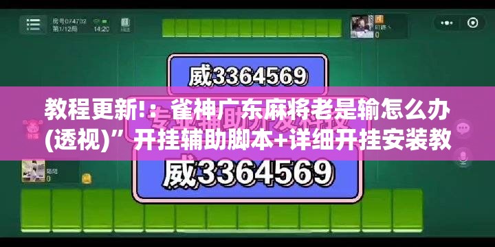 教程更新!：雀神广东麻将老是输怎么办(透视)	”开挂辅助脚本+详细开挂安装教程