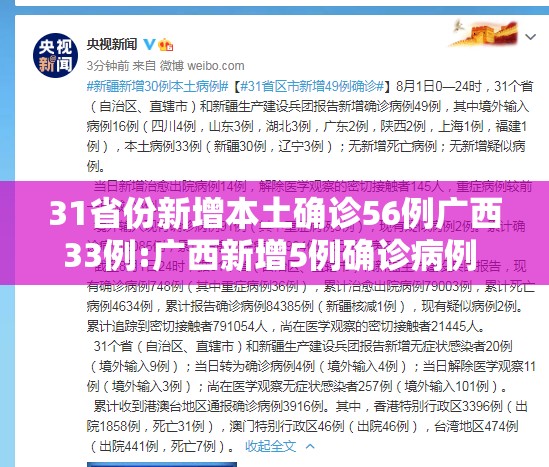 31省份新增本土确诊56例广西33例:广西新增5例确诊病例 累计215例