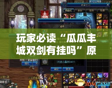 玩家必读“瓜瓜丰城双剑有挂吗”原来可以开挂