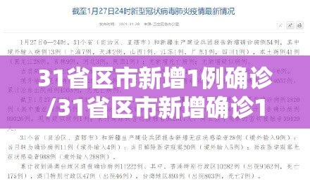 31省区市新增1例确诊/31省区市新增确诊10例 含本土1例