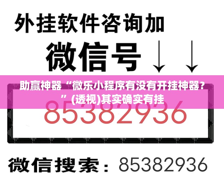 助赢神器“微乐小程序有没有开挂神器？”(透视)其实确实有挂