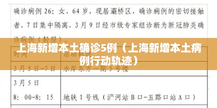 上海新增本土确诊5例（上海新增本土病例行动轨迹）