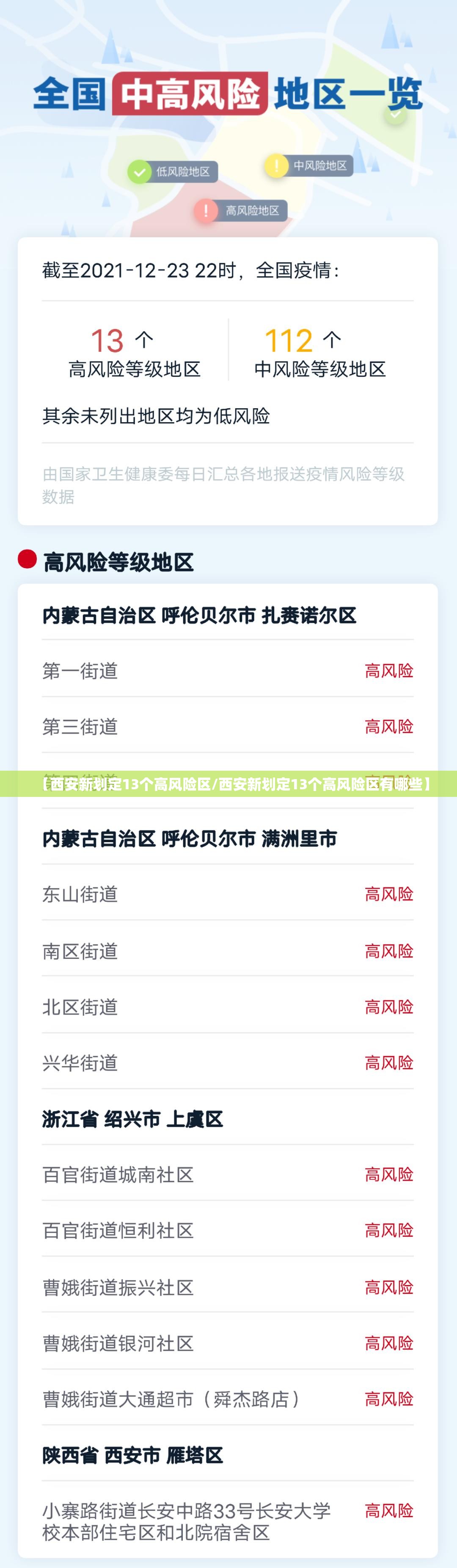 【西安新划定13个高风险区/西安新划定13个高风险区有哪些】