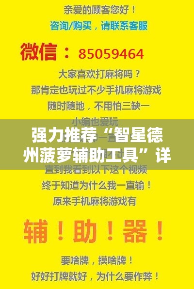 强力推荐“智星德州菠萝辅助工具”详细外挂透视辅助软件教程