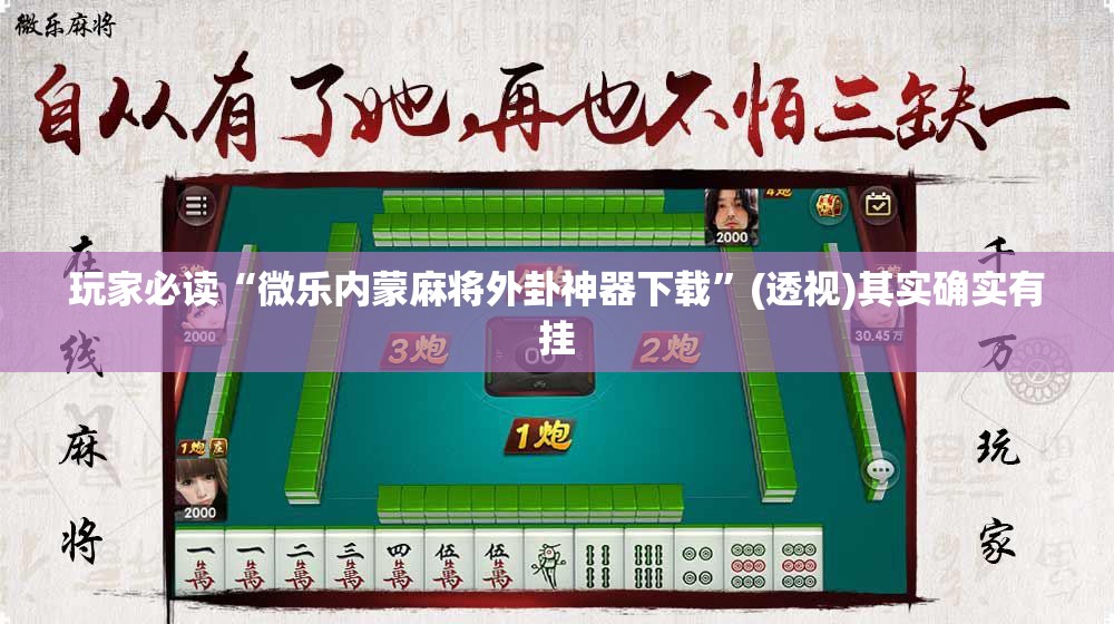 玩家必读“微乐内蒙麻将外卦神器下载”(透视)其实确实有挂