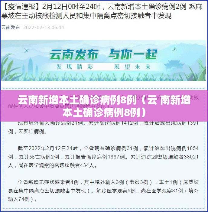 云南新增本土确诊病例8例(云 南新增本土确诊病例8例) 云南新增本土确诊病例8例(云 南新增本土确诊病例8例)