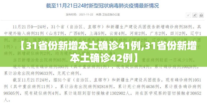 【31省份新增本土确诊41例,31省份新增本土确诊42例】 【31省份新增本土确诊41例,31省份新增本土确诊42例】
