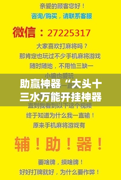 助赢神器“大头十三水万能开挂神器”(免费)开挂辅助教学(最新辅助开挂教程)