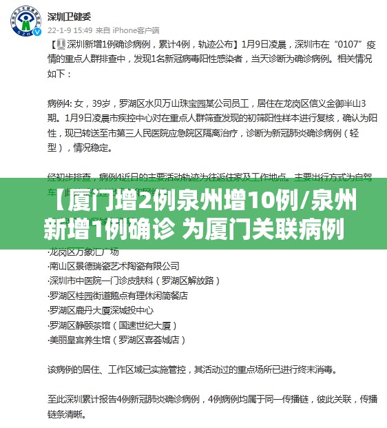 【厦门增2例泉州增10例/泉州新增1例确诊 为厦门关联病例】 【厦门增2例泉州增10例/泉州新增1例确诊 为厦门关联病例】