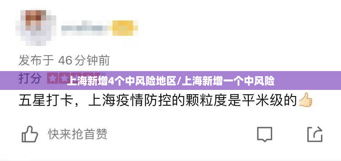 上海新增4个中风险地区/上海新增一个中风险 上海新增4个中风险地区/上海新增一个中风险