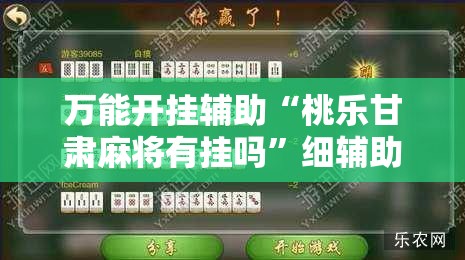 万能开挂辅助“桃乐甘肃麻将有挂吗	”细辅助教程分享