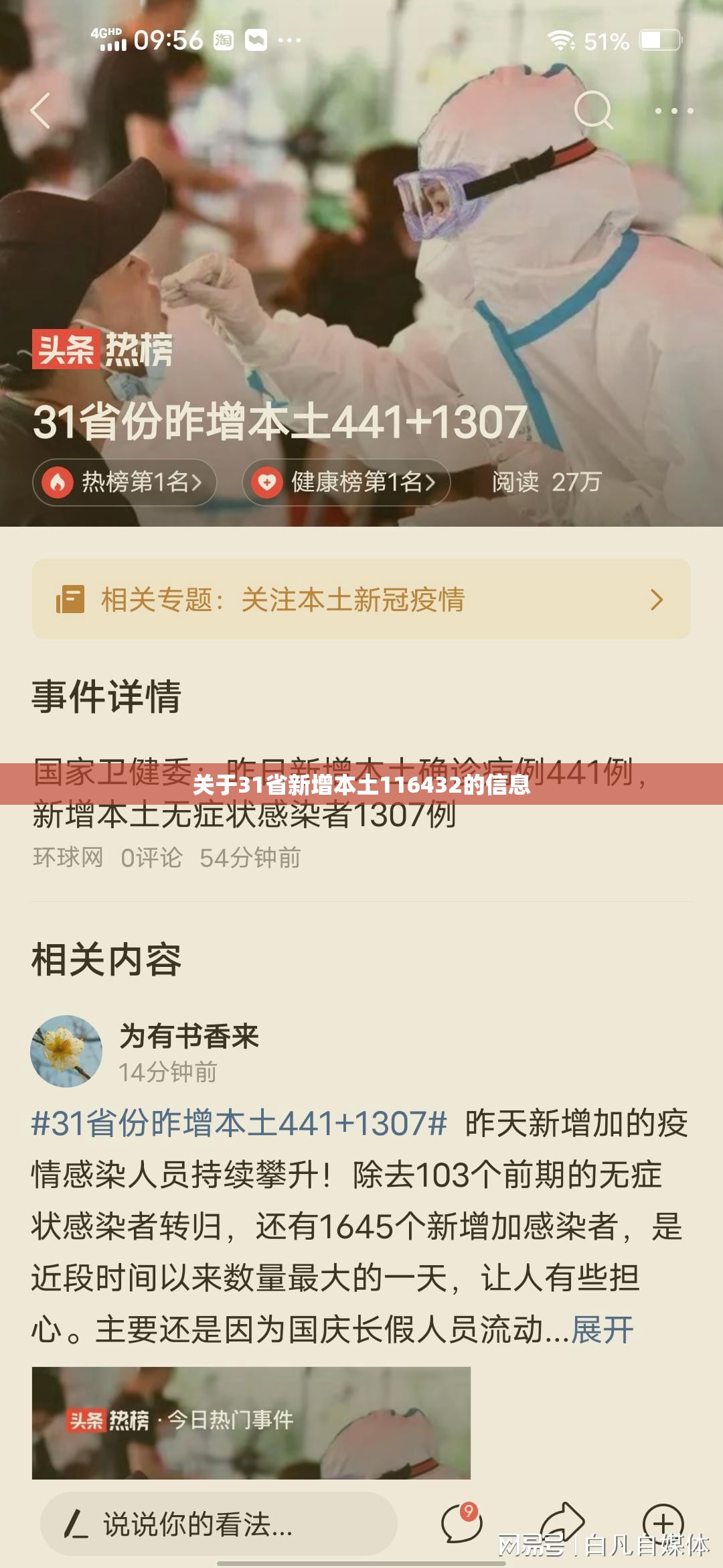 关于31省新增本土116432的信息
