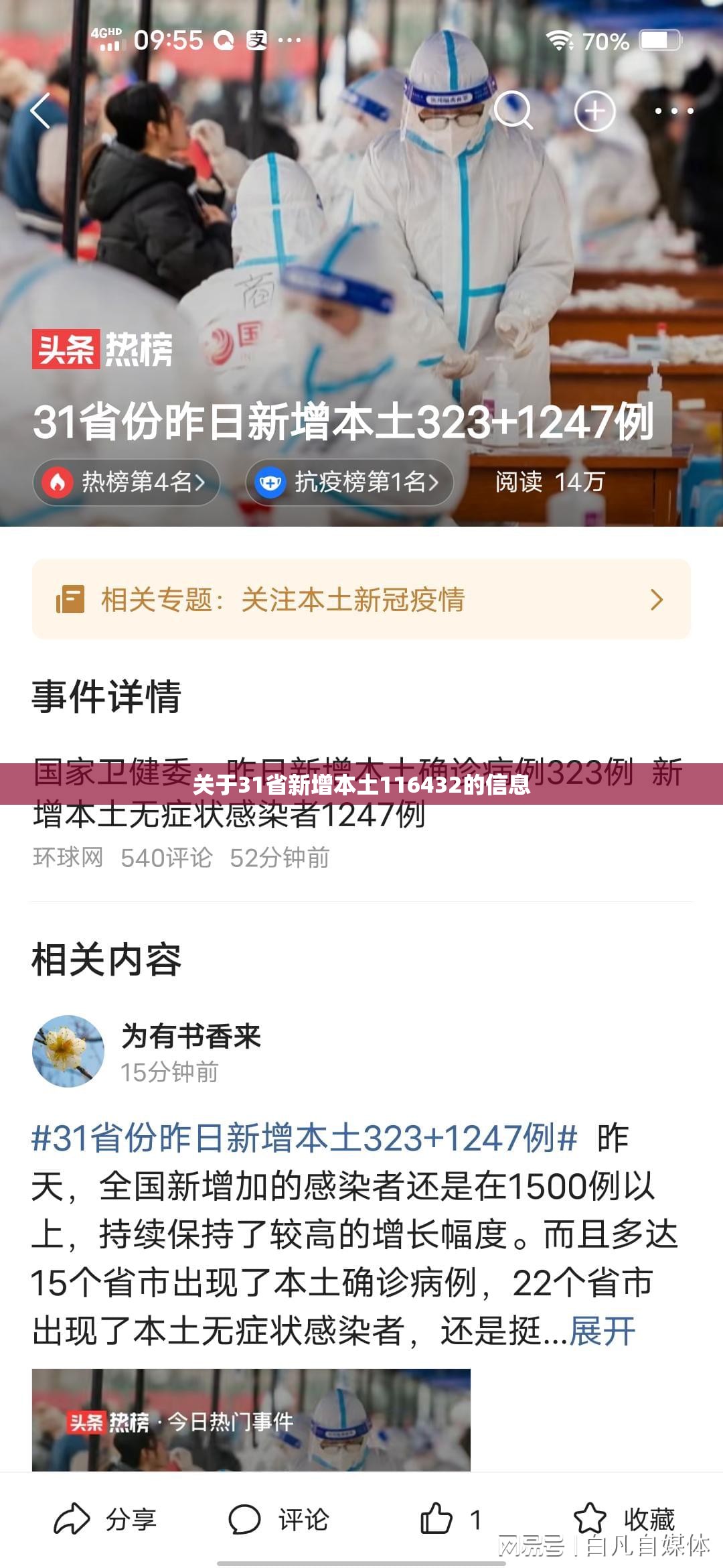 关于31省新增本土116432的信息