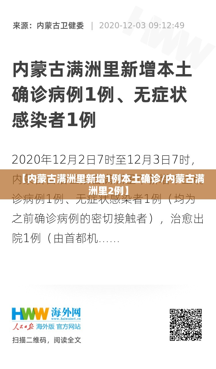 【内蒙古满洲里新增1例本土确诊/内蒙古满洲里2例】 【内蒙古满洲里新增1例本土确诊/内蒙古满洲里2例】