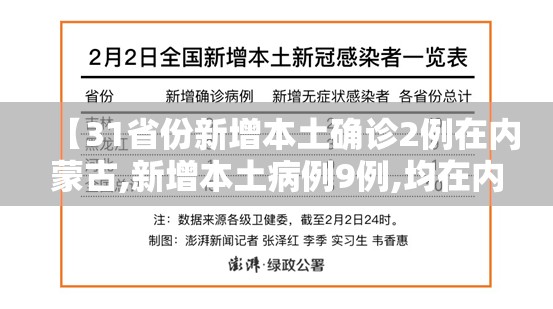【31省份新增本土确诊2例在内蒙古,新增本土病例9例,均在内蒙古】 【31省份新增本土确诊2例在内蒙古,新增本土病例9例,均在内蒙古】