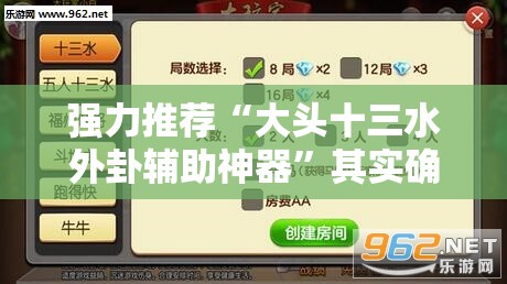 强力推荐“大头十三水外卦辅助神器	”其实确实有挂