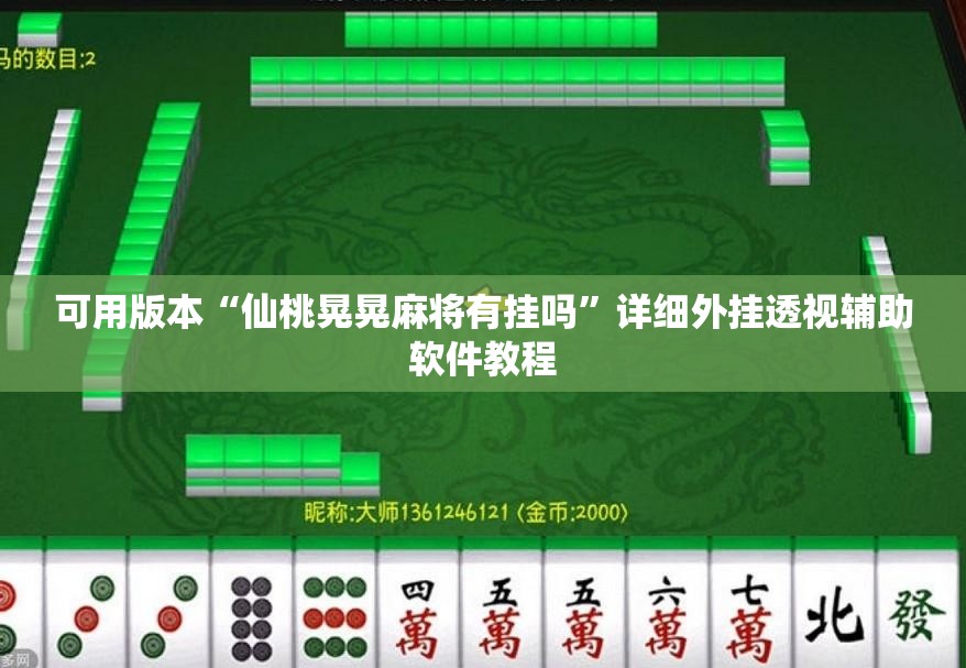 可用版本“仙桃晃晃麻将有挂吗	”详细外挂透视辅助软件教程