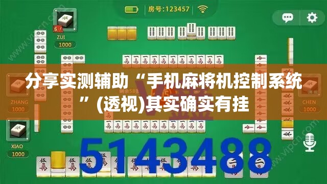 分享实测辅助“手机麻将机控制系统”(透视)其实确实有挂