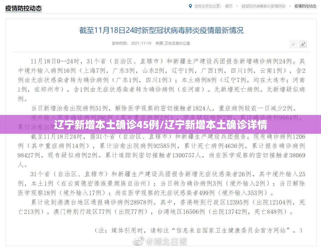 辽宁新增本土确诊45例/辽宁新增本土确诊详情 辽宁新增本土确诊45例/辽宁新增本土确诊详情