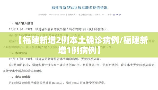 【福建新增2例本土确诊病例/福建新增1例病例】 【福建新增2例本土确诊病例/福建新增1例病例】