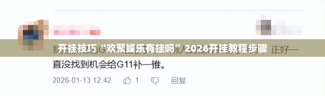 开挂技巧“欢聚娱乐有挂吗”2026开挂教程步骤