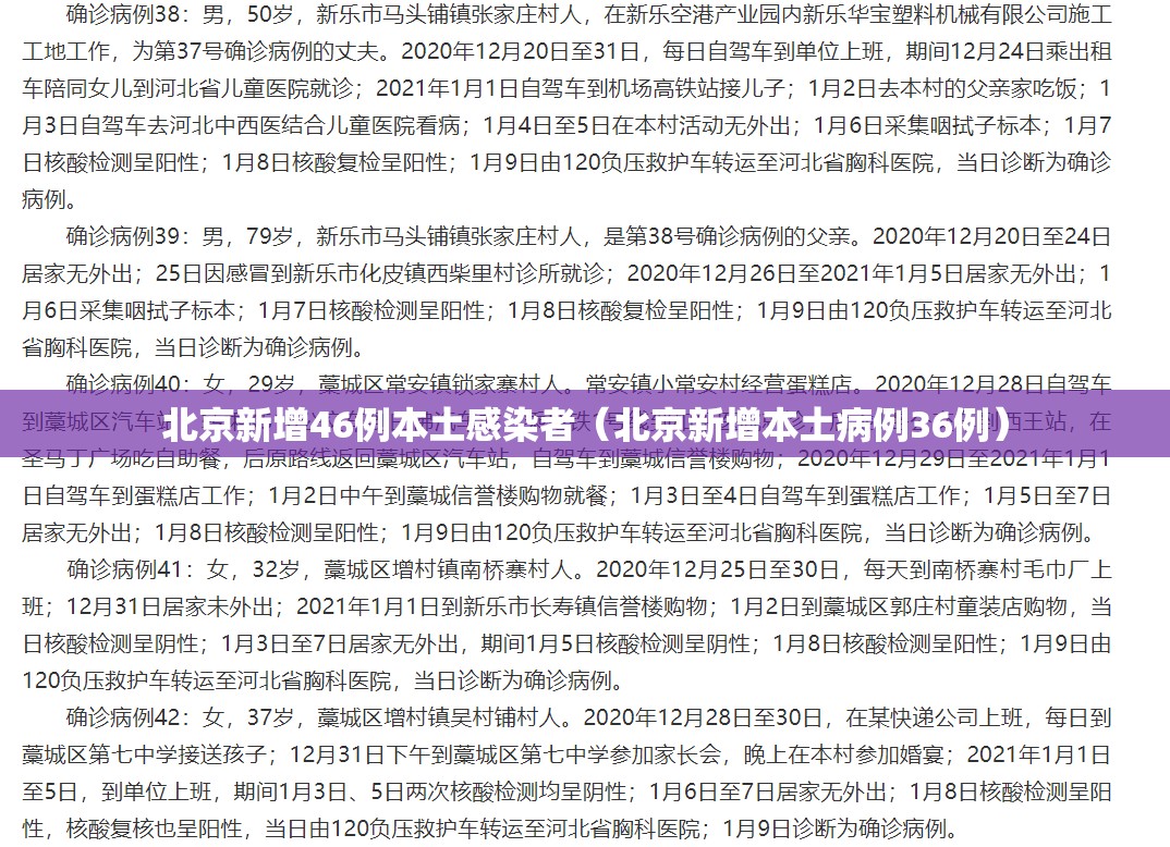 北京新增46例本土感染者(北京新增本土病例36例) 北京新增46例本土感染者(北京新增本土病例36例)