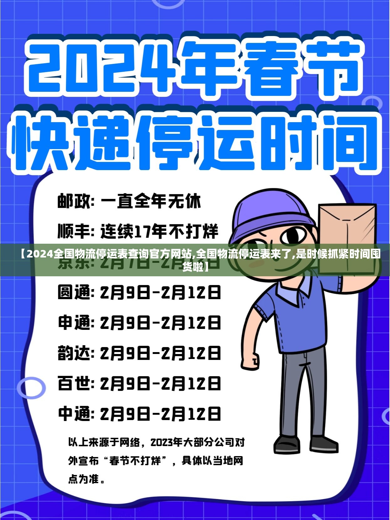 【2024全国物流停运表查询官方网站,全国物流停运表来了,是时候抓紧时间囤货啦】